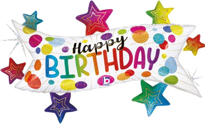 Immagine prodotto Grabo Balloons Palloncino in alluminio - Striscione bianco con stelle (94 cm) (1 x)