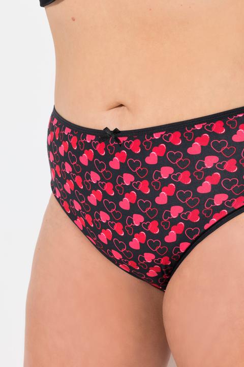 Immagine prodotto Ulla Popken Slip midi, confezione da 5, cuori/tinta unita (42, 44, Confezione da 5 pezzi)