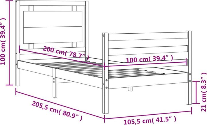 Image du produit vidaXL Bettgestell (100 x 200 cm)