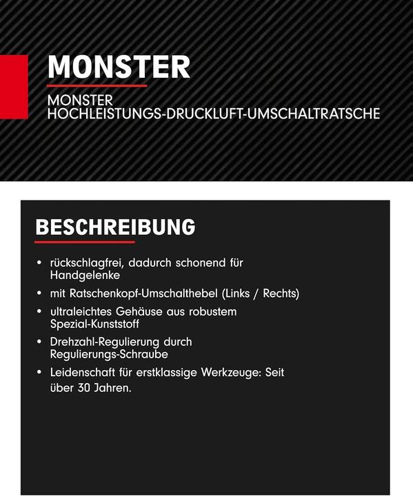 Produktbild KS Tools 3/8" MONSTER Hochleistungs-Druckluft-Umschaltratsche, B 50, max. 6,3 bar (3/8")