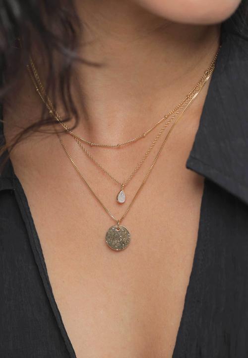 Image du produit Elli Collier de pierres précieuses, Layer (Argent 925 sterling plaqué or, Pierre de lune, 40 cm)