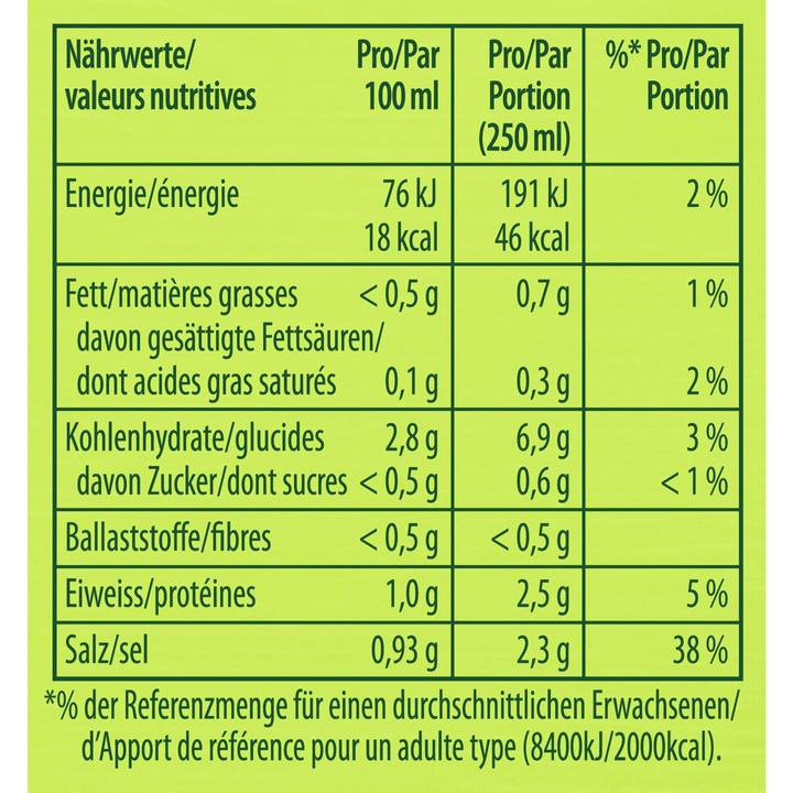 Valori nutrizionali e ingredienti Knorr Flädli soup bag, zuppa primaverile con pasta e verdure, fresca e leggera come la primavera