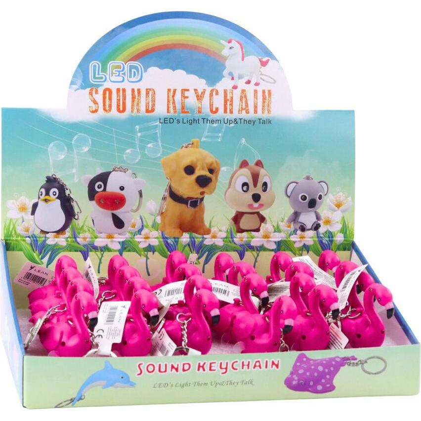 Lean Toys, Portachiavi, Flamingo Rucksack Schlüsselanhänger LED Sounds Pink, Pink