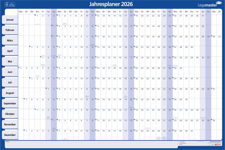 Actual product image Legamaster Jahresplaner, Tageseinteilung 90,0 x 60,0 cm (90 x 60 cm)