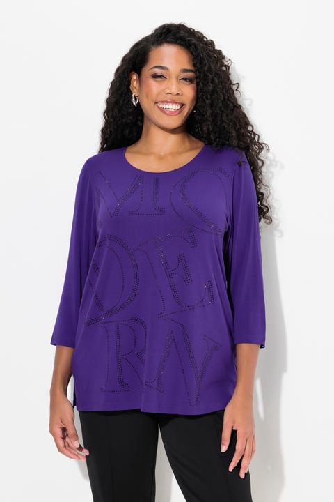 Produktbild Ulla Popken Shirt, Glitzer-Buchstaben, Classic, Rundhals, 3/4-Arm (46, 48)