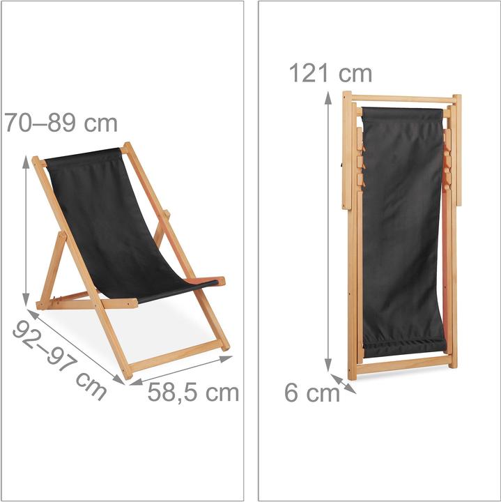 Actual product image Relaxdays Wooden deckchair (92 cm)