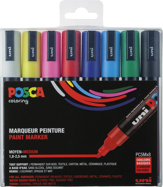 Posca Marker PC-5M round tip (Basic colours, 2.50 mm, 8 x)