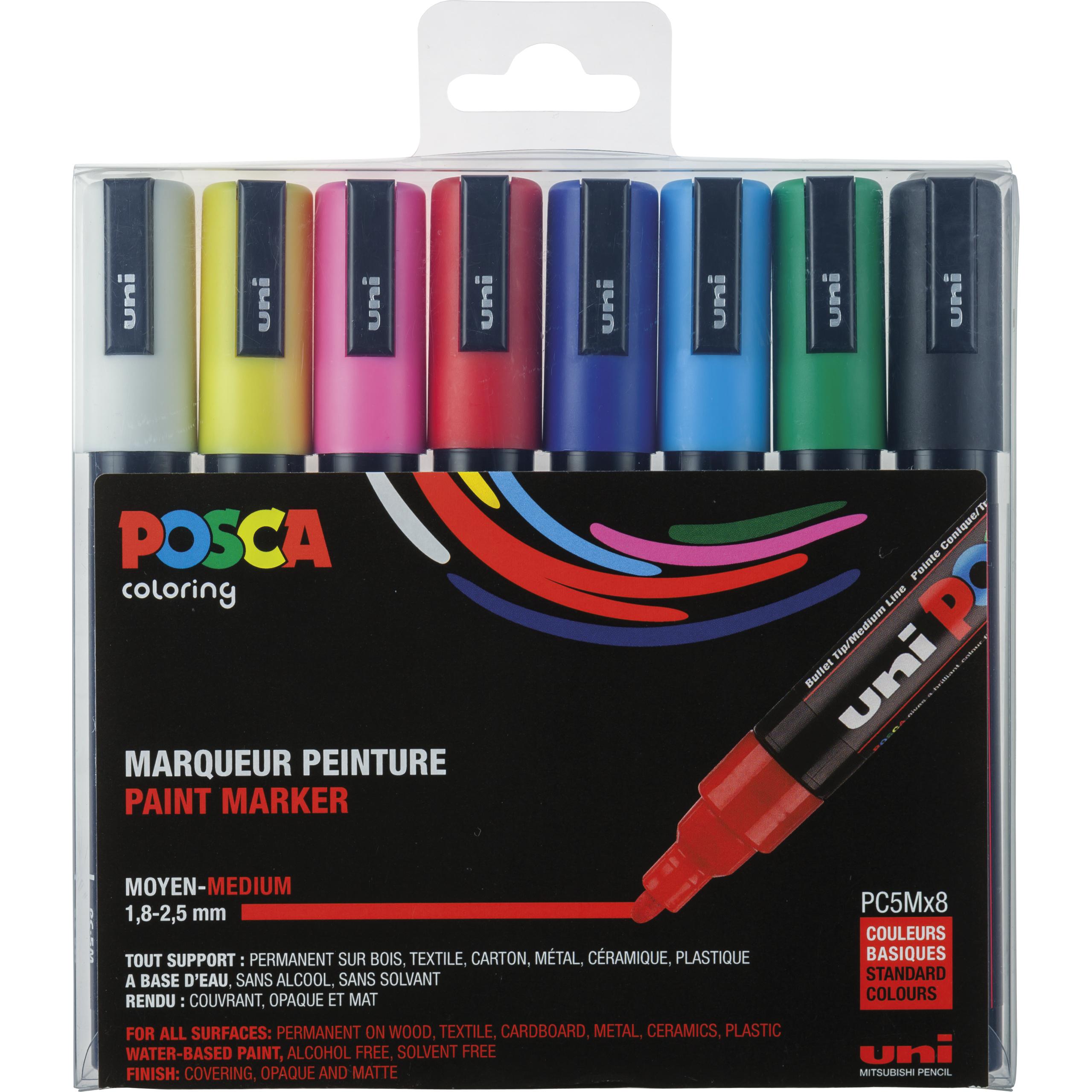 Posca, Marker, Marker PC-5M Rundspitze (Grundfarben, 2.50 mm, 8 x)