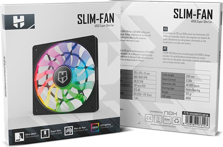 Produktbild Nox SLIM FAN Computergehäuse Ventilator 12 cm Durchscheinend 1 Stück(e) (120 mm, 1 x)