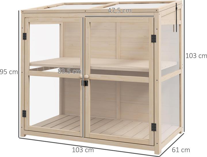 Produktbild Outsunny Frühbeet Acryl, Tannenholz Naturholz