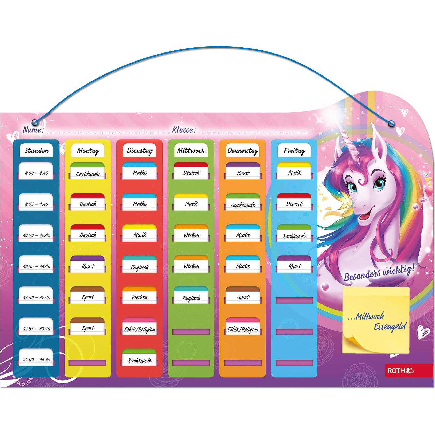 Magni, Kalender, Klipp&Klar Stundenplan Steck Fix - Einhornportrait, A3 - ideal für Mädchen in der Grundschule, Einho (A...