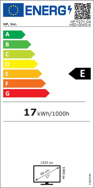 Energy Label HP P27H G4 (1920 x 1080 pixels, 27")