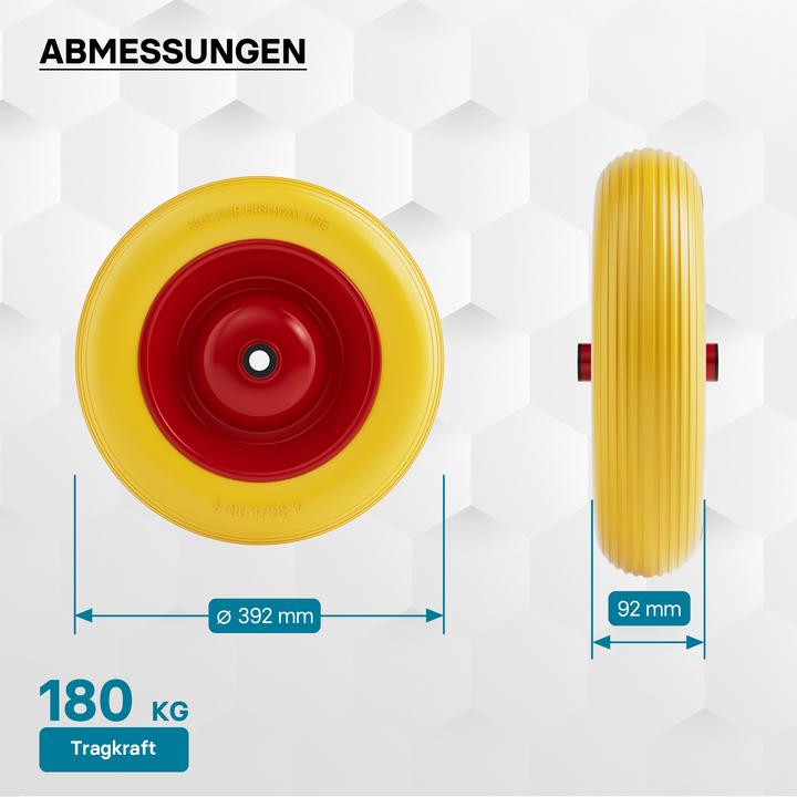 Produktbild Wiltec Schubkarren PU Rad 4.8 4.00-8 Vollgummi Polyurethan Reifen pannensicher