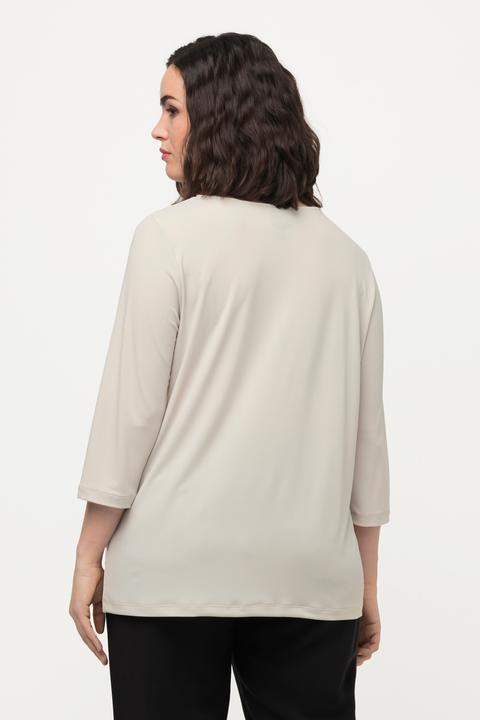 Actual product image Ulla Popken Knot Front 3/4 Sleeve V-Neck Tee (46, 48)