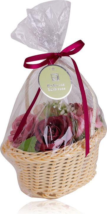 Actual product image Accentra Bath roses in handle basket, 5 x 5g, 4 assorted colour combinations, pack of 12