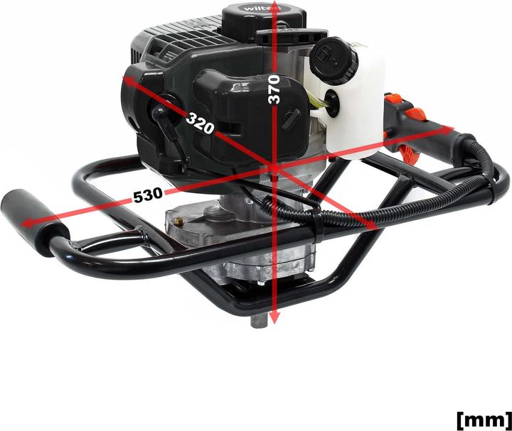 Actual product image Wiltec Petrol Ground Drill Set 1.4kW 1.9HP including Earth Auger Drill Bit 100mm