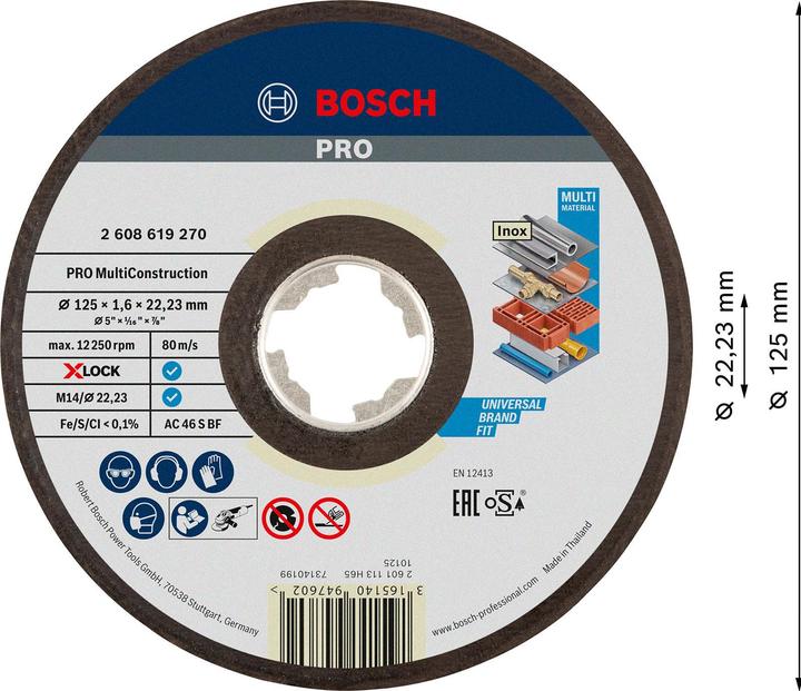 Produktbild Bosch Professional Zubehör PRO Multi Material X-Lock Trennscheibe, 125 x 1.6 x 22,23 mm
