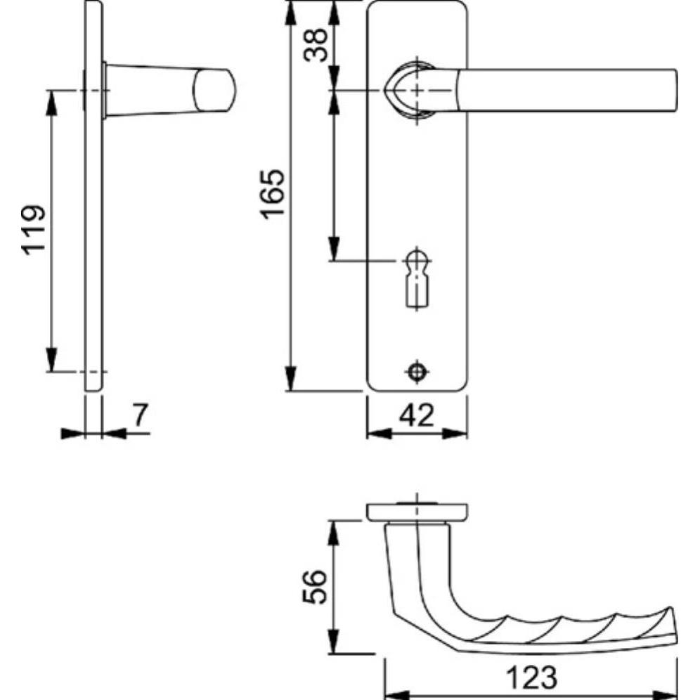Thumbnail - Hoppe, Türgriff + Fenstergriff, Kurzschildgarnitur Birmingham 1117/202KP/AP Aluminium F2 OB eckig Drückergarnitur (Türgr...