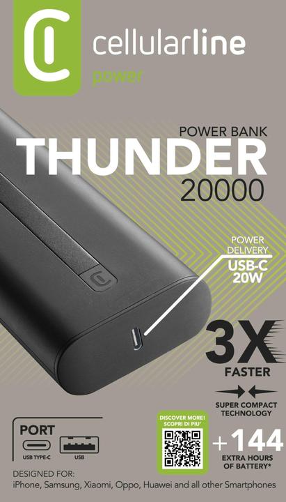 Actual product image Cellularline Thunder 20000 (20000 mAh, 20 W, 74 Wh)
