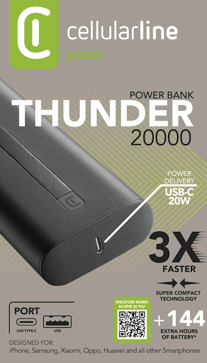 Immagine prodotto Cellularline Tuono 20000 (20000 mAh, 20 W, 74 Wh)