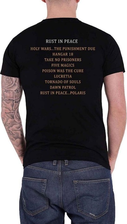 Actual product image Megadeth Adult Rust In Peace Track List Back Print T-shirt (L)