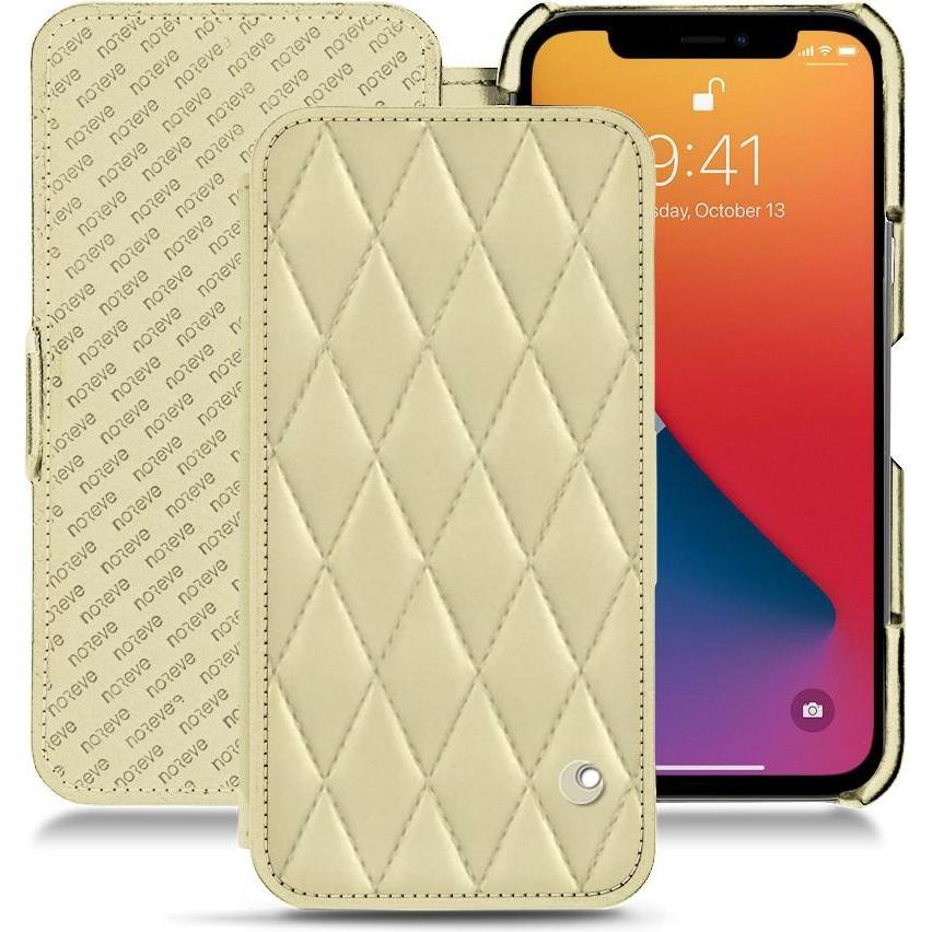 Noreve Lederschutzhülle horizontal (Apple iPhone 13 Pro), Smartphone Hülle, Beige