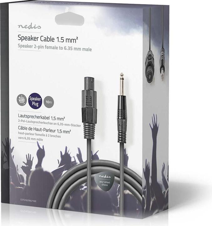 Image du produit Nedis Lautsprecherkabel | 48 x 0.20 mm | Kupfer | 10.0 m | Rund | PVC | Dunkelgrau | Kartonverpackun (10 m, 1.50 mm²² mm)