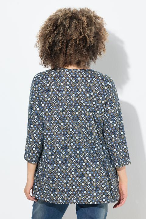 Immagine prodotto Ulla Popken Maglia dal taglio svasato con stampa animalier, scollo a V e maniche a 3/4 (54)
