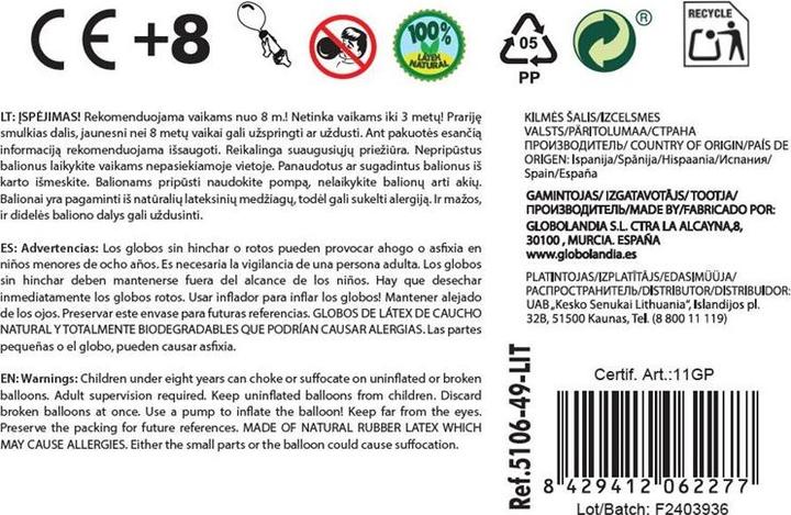 Actual product image Globolandia Balloon, purple, D25 cm 12 pcs (12x)