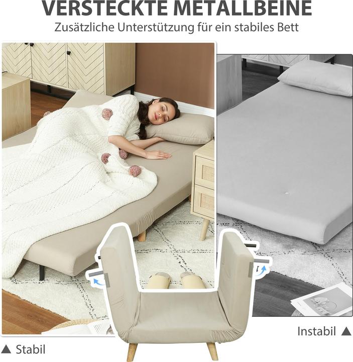 Produktbild Homcom Schlafsofa Polyester, Stahl Beige (2-Sitzer)