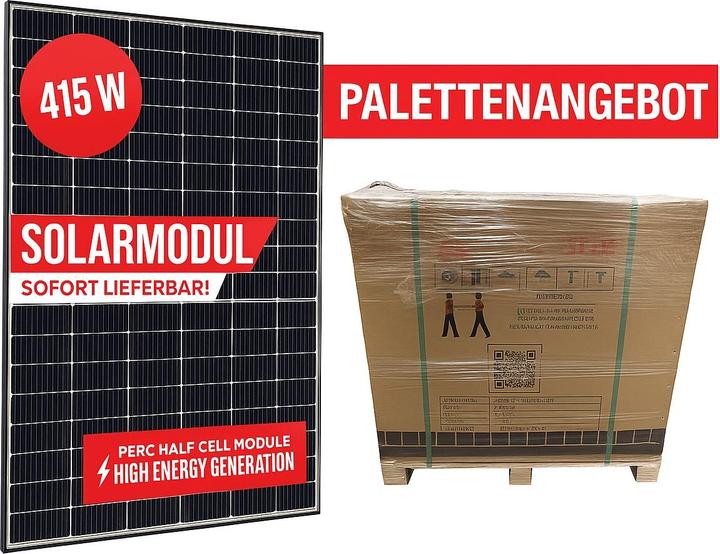Actual product image Jet-Line Solar panel 415 W black Frame 172.6 x 113.4 x 3 cm 1 pallet 37 pcs. (415 W, 0.74 kg)