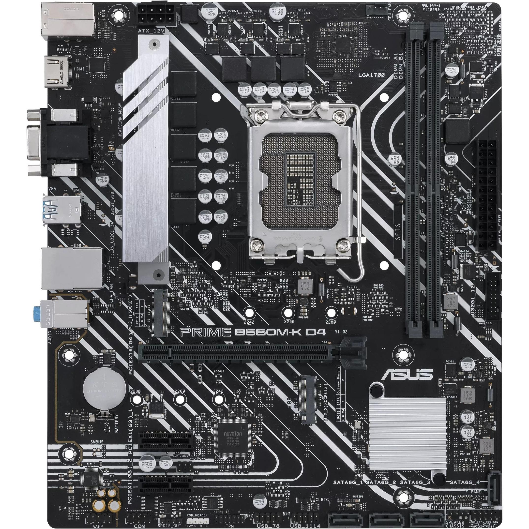 ASUS Mainboard Intel B660 LGA1700 MicroATX Speicher DDR4 (LGA 1700, Intel B660, mATX), Mainboard