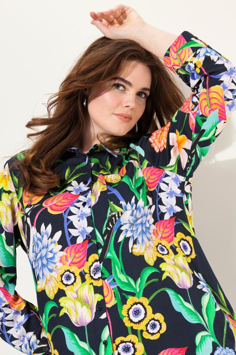 Produktbild Ulla Popken Hemdbluse, Landhausdruck, Hemdkragen, Langarm (60)
