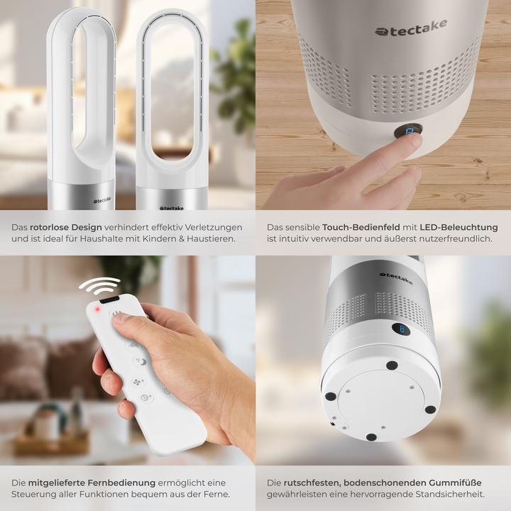 Produktbild tectake Turmventilator Polar, 80° Oszillation, inkl. Timer (55 dB)