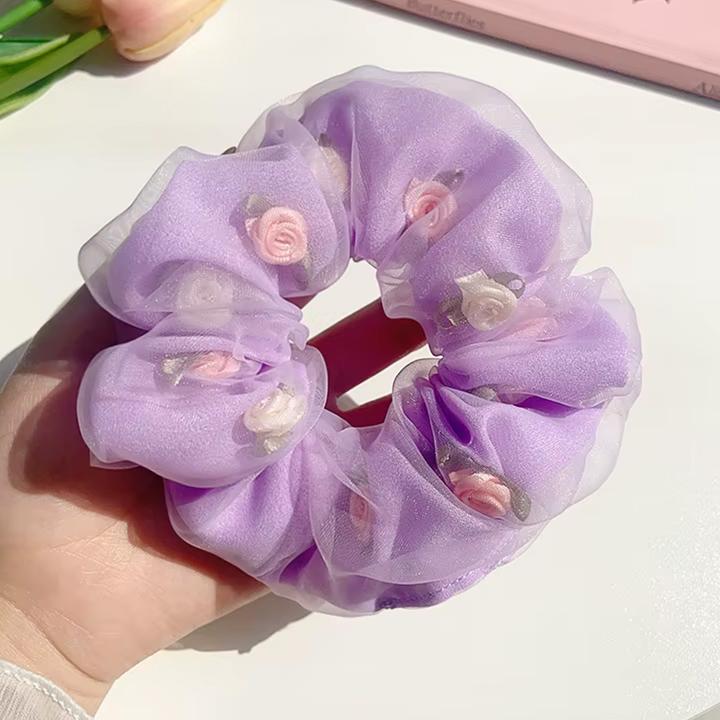 Immagine prodotto Avizar Scrunchie Doppelstoff mit 3D Rosen Rosée (Elastico per capelli)