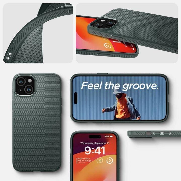 Actual product image Spigen Liquid Air iPhone 16 zielony/abyss green ACS08196 (Apple iPhone 16)