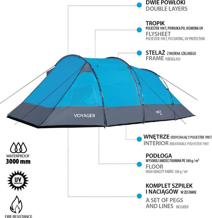 Produktbild Nils Nc3027 Voyager Camp Campingzelt (4.50 kg, 4 Personen)