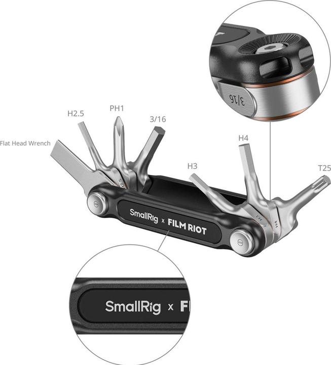 Image du produit SmallRig x FILM RIOT 7 in 1 Detent Folding Multi Tool Kit (Red) 4811