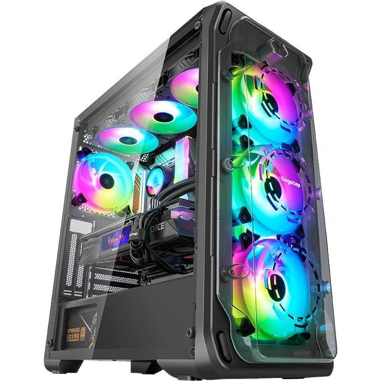 Segotep Lux 360 black case (ATX, E-ATX, mATX, Mini-ITX), Case PC, Nero