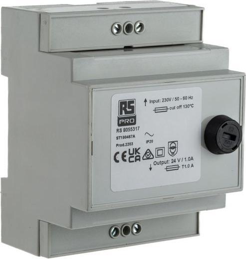 Actual product image RS PRO Modular DIN-rail Transformer 24Vac 24VA
