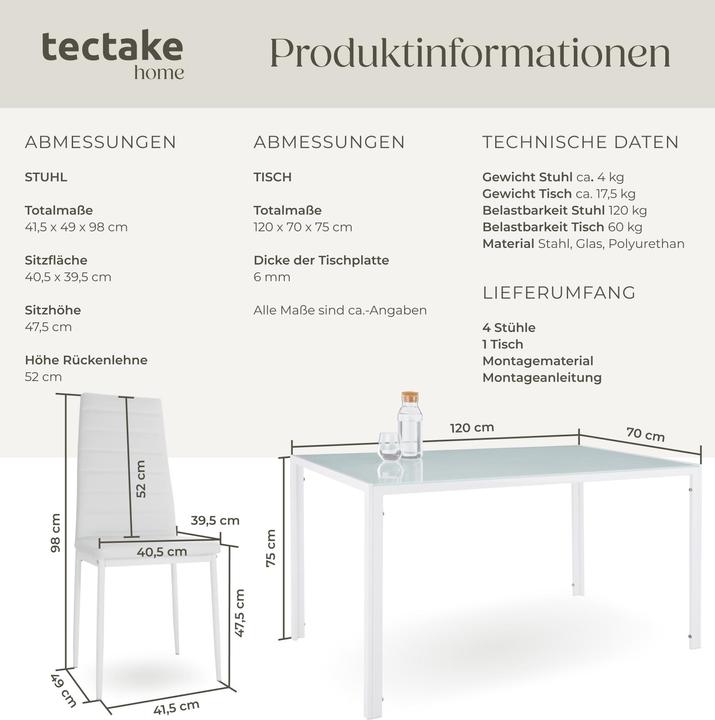 Image du produit tectake Essgruppe Berlin (Verre de sécurité)
