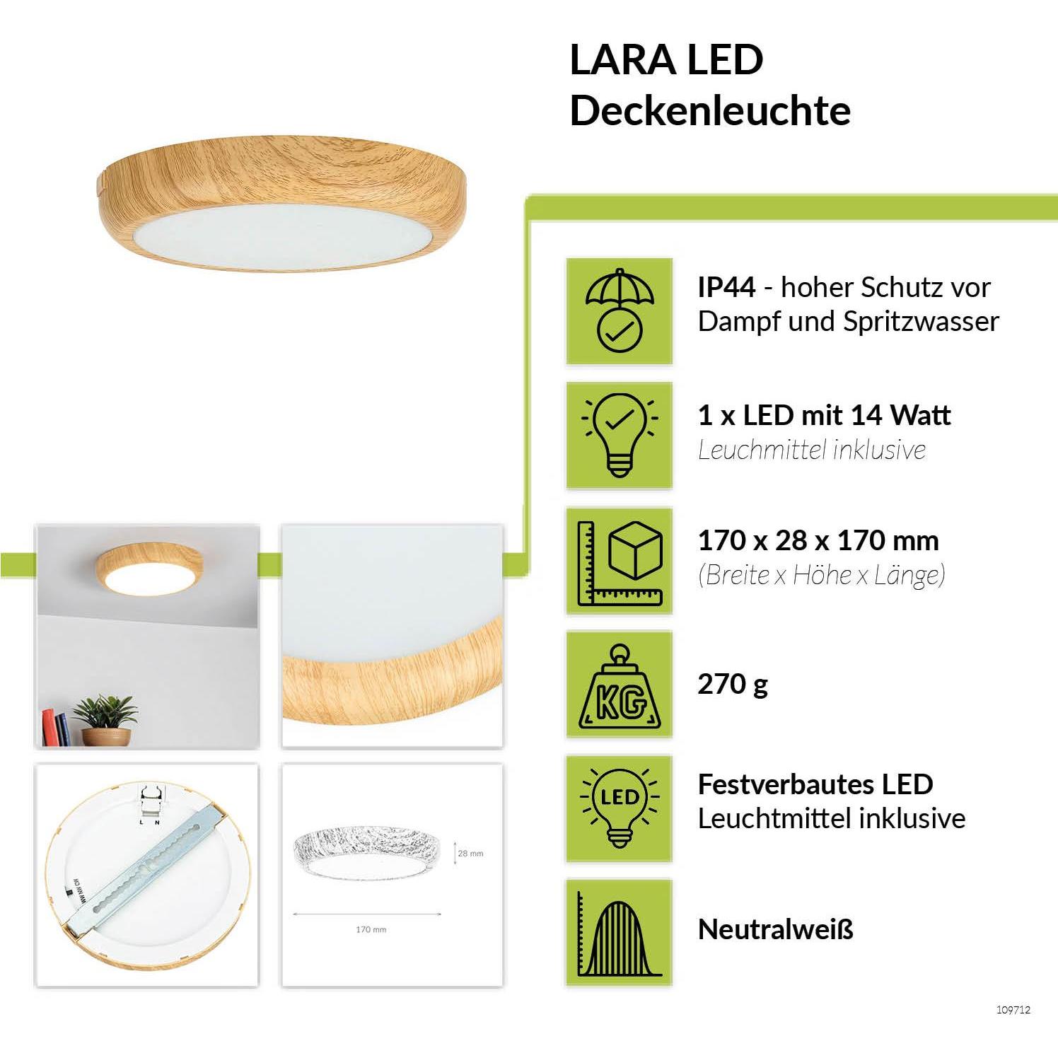 Thumbnail - Licht-Erlebnisse, Wandleuchte + Deckenleuchte, Deckenlampe Lara (1450 lm)