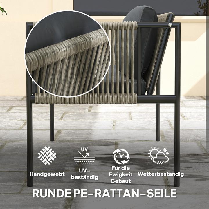 Actual product image Outsunny Rattan Gartenmöbel-Set Stahl, PE-Rattan Grau