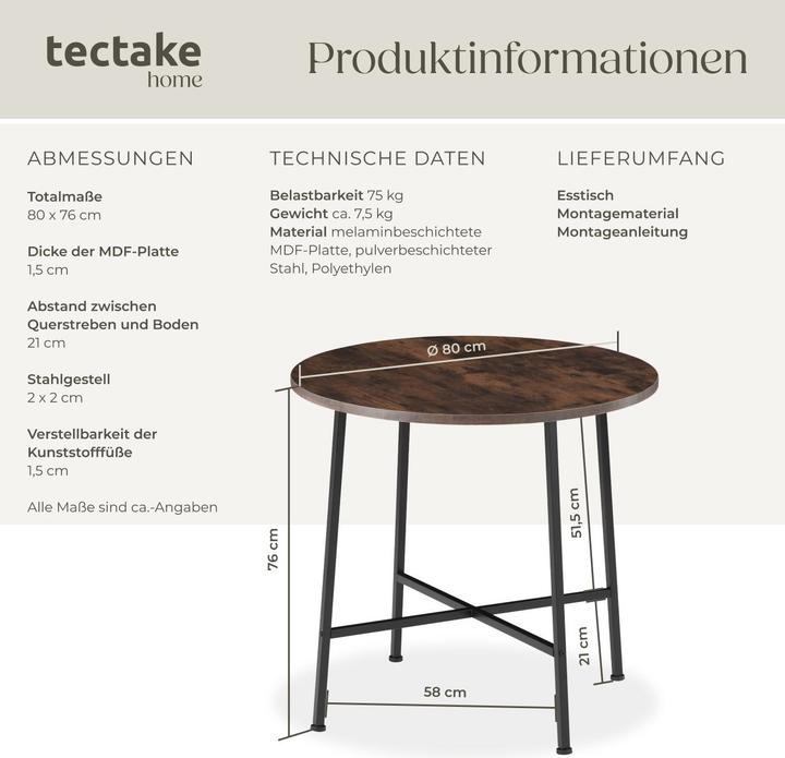 Actual product image tectake Ennis (80 x 80 x 70 cm)