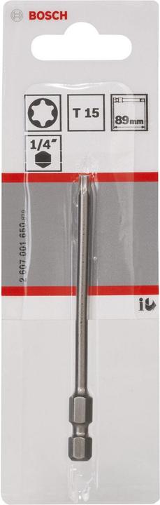 Actual product image Bosch Professional Zubehör Screwdriver bit extra-hard T15, 89 mm, pack of 1 (Hexagon socket TX)
