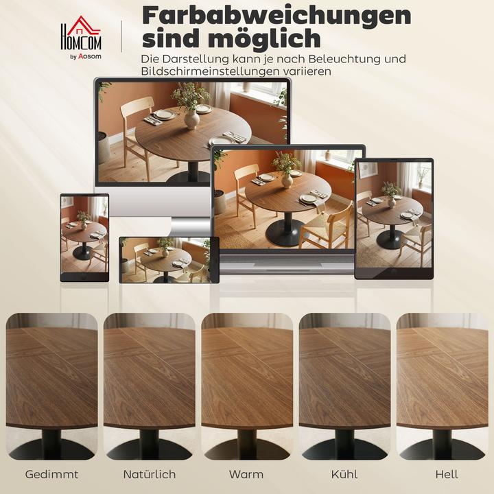 Image du produit Homcom Esstisch MDF, Stahl Braun (110 x 78 cm)
