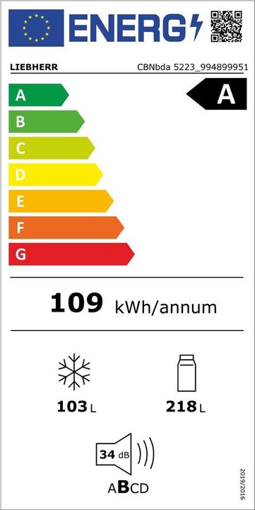 Etichetta energetica Liebherr CBNBDA5223-22 Plus BioFresh (320 l)