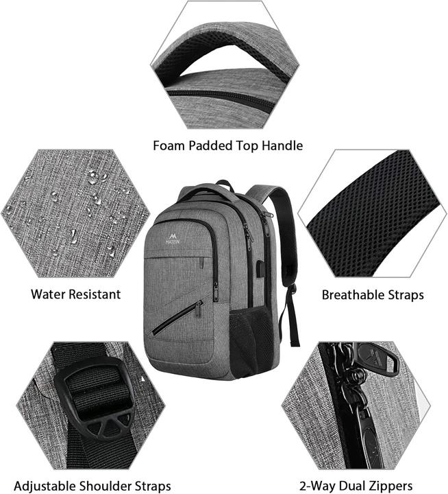Produktbild Matein Laptop-Rucksack mit USB & Anti-Diebstahl-Funktion