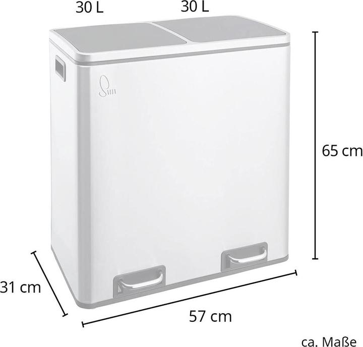 Produktbild Svita TM2X30 Treteimer 60L, Weiss (60 l)
