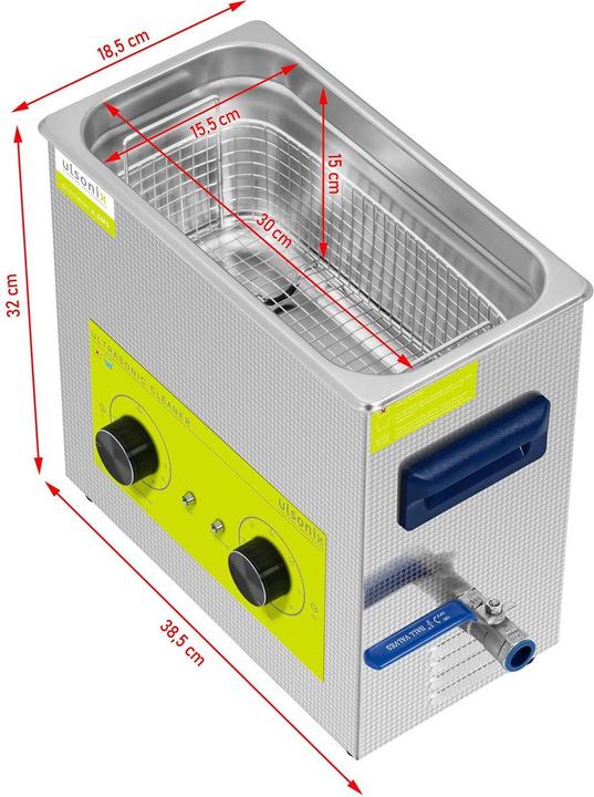 Produktbild Ulsonix Ultraschallreiniger Ultraschallreinigungsgerät Ultraschallbad 6,5 L 180 W 40 kHz (40 kHz, 6.50 l)